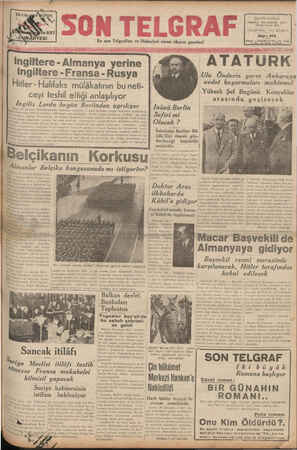 Son Telgraf Gazetesi 20 Kasım 1937 kapağı