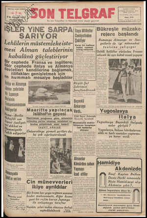 Son Telgraf Gazetesi 9 Aralık 1937 kapağı