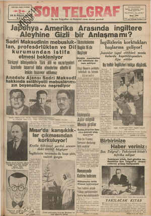 Son Telgraf Gazetesi 28 Aralık 1937 kapağı