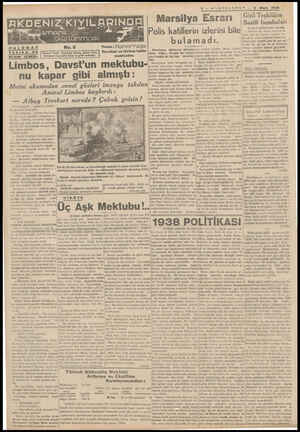  7 - SONTELANI — 2 Mart 1938 ——— Marsnya Esrariı (_îız',ı Teşkilâtın Saatli bombaları ğ k '" . « ı e bl (4 üncü sahifemizden