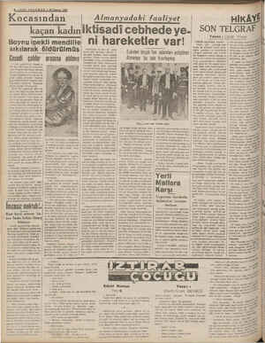    DN E T SAt CA ON TELGRAF — 6 Hariran 1938 Kocasından Boynu ipekli mendille sıkılarak öldürülmüş Gesedi - çalılar Londra...