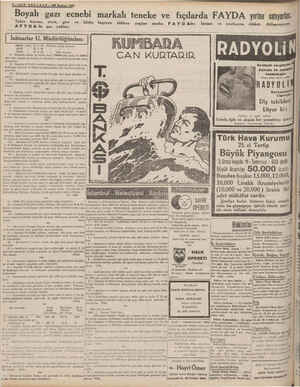  £—SON TELGRÂF — 22 Haziran 1938 Boyalı gazı ecnebi markalı teneke ve fı Tahta kurusu, sinek, pire ve bü AFYDAda gaz yoktur.