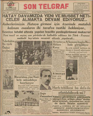  27 Hız ran 1938 PAZARTESİ Yazı İşleri: Telefon 20827 İıyıı 468 B İstanbul Cağaloğlu Nuruosmaniye No: 54 En son Tğlg;aflan Ve