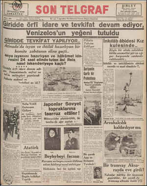  â9 Temmu z 1938 UMARTESİ Yazı İşleri: Teleton 20827 — İstanbul Cağaloğlu Nurüosmaniye No: 54 de örfi idare ve tevkifat devam