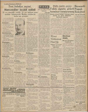    b 2 —8SON TELG F —30 EYLÜL 1938 k Yeni belediye seçimi - Namzedler tesbit edildi 25 aza tamamile yenidir, 22 aza müddeti