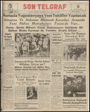  MAYIS 1939 En Son Telgrafları Ve Haberle Vercn Akşam Gaıetes' Sahib ve Başmuharriri: ETEM İZZET BENİCE...