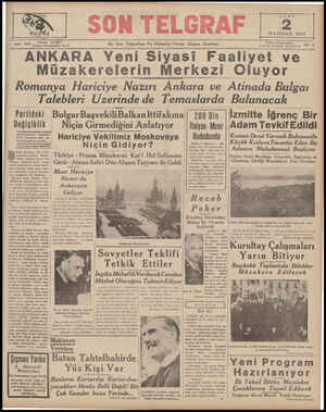  I ı -— SAYI: 803 'l'ıl:lvı Z İstanbul Nuruosmaniye No. 54 ll“k 2 HAZİRAN 1939 a| En Son Telgrafları Ve Haberlen Veren Akşam