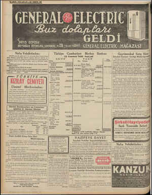  8—8SON TELGRAF—?28 Ymcruz 1100 ——— ——0 SRTIS DEPOSU BEYOĞLU İSTİKLAL CADDESİ N:28 TeLEF.43849. GENERAL ELECİRİC Nafıa...