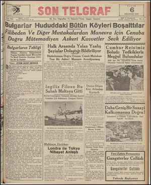  Bulgarlar Hududdaki Bütü Filibeden Ve Diğer Mıntakalardan En Son Telgrafları Ve Haberleri Veren Akşam Gazetesi l AĞUSTOS 1939