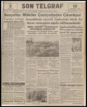  SAYI : 992 İstanbul Nuruosmaniye No, 54 Telefoen: Başmuharrir: 20827 — İdare Müdürü: 23300 Sovyetler Milletler Ce En Son...