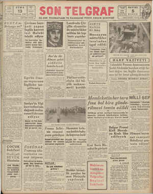   13 Sahip ve Başmuharriri: CUMA »| Haziran 1941 ETKM İZZET BENİCE de Suriye, Mısır metini — terkettiklerine | daha başka bir