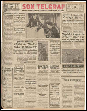  TEZRAP İstanbul # | Ağustos 1941 | sca Tezrat Başmuharrıri: EN SÖON TELGRAFLARI VE ETEM İZZET BENİCE SON TELGRAF HABERLERİ