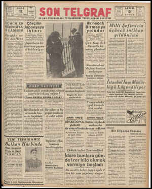  V İstanbul 2 Teşrin 1941| 5o0 Tetere | VEREN AKŞAM GAZETESİ GUNUN ENW MÜHİM SİYA- Sİ HADISES[r Karşılıklı nu- tuk düellosu