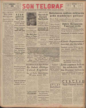 Son Telgraf Gazetesi 29 Temmuz 1942 kapağı
