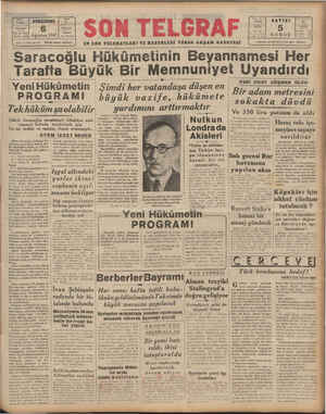 Son Telgraf Gazetesi 6 Ağustos 1942 kapağı