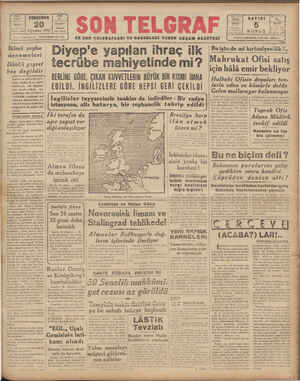 Son Telgraf Gazetesi 20 Ağustos 1942 kapağı