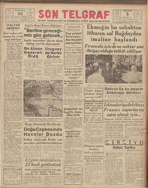 Son Telgraf Gazetesi 23 Ağustos 1942 kapağı