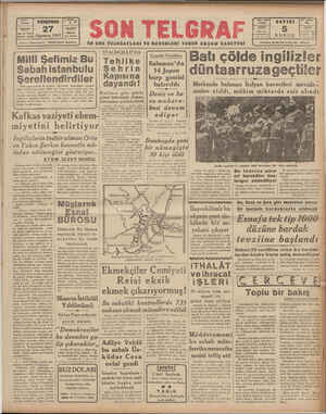 Son Telgraf Gazetesi 27 Ağustos 1942 kapağı