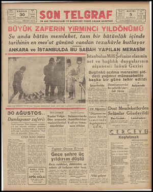 Son Telgraf Gazetesi 30 Ağustos 1942 kapağı