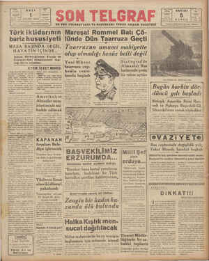 Son Telgraf Gazetesi 1 Eylül 1942 kapağı