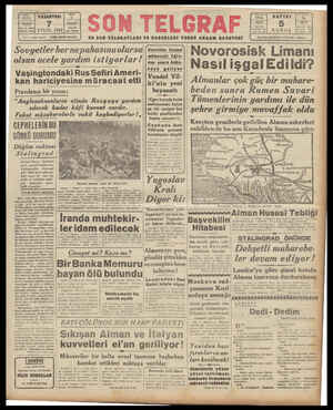 Son Telgraf Gazetesi 7 Eylül 1942 kapağı