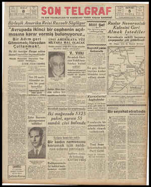 Son Telgraf Gazetesi 8 Eylül 1942 kapağı