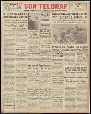 Son Telgraf Gazetesi 9 Eylül 1942 kapağı