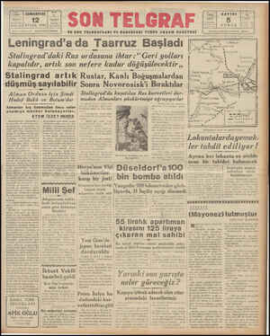 Son Telgraf Gazetesi 12 Eylül 1942 kapağı