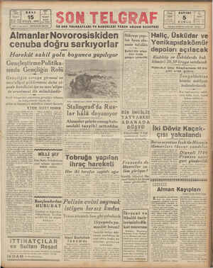 Son Telgraf Gazetesi 15 Eylül 1942 kapağı