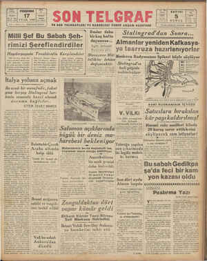 Son Telgraf Gazetesi 17 Eylül 1942 kapağı