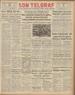 Son Telgraf Gazetesi 18 Eylül 1942 kapağı