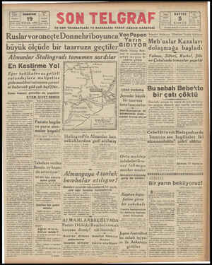 Son Telgraf Gazetesi 19 Eylül 1942 kapağı