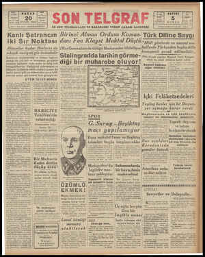 Son Telgraf Gazetesi 20 Eylül 1942 kapağı