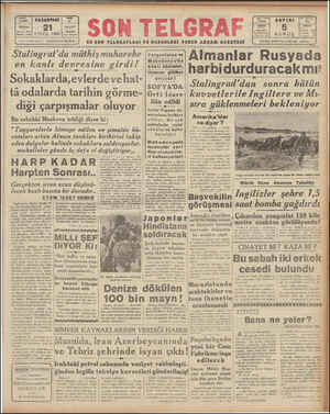 Son Telgraf Gazetesi 21 Eylül 1942 kapağı