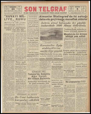 Son Telgraf Gazetesi September 23, 1942 kapağı