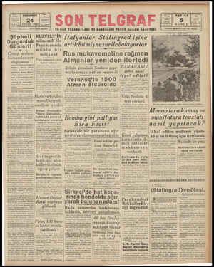 Son Telgraf Gazetesi September 24, 1942 kapağı