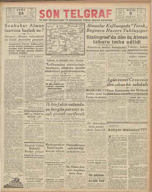 Son Telgraf Gazetesi September 25, 1942 kapağı