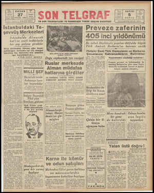 Son Telgraf Gazetesi September 27, 1942 kapağı
