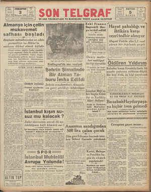 Son Telgraf Gazetesi October 3, 1942 kapağı