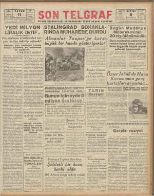 Son Telgraf Gazetesi October 11, 1942 kapağı