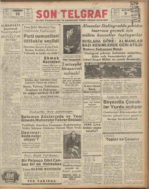 Son Telgraf Gazetesi October 15, 1942 kapağı