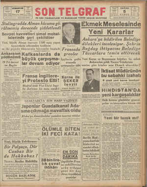 Son Telgraf Gazetesi October 17, 1942 kapağı