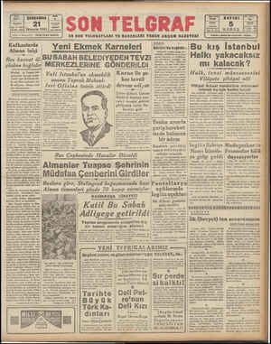 Son Telgraf Gazetesi October 21, 1942 kapağı