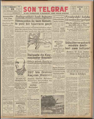 Son Telgraf Gazetesi October 22, 1942 kapağı