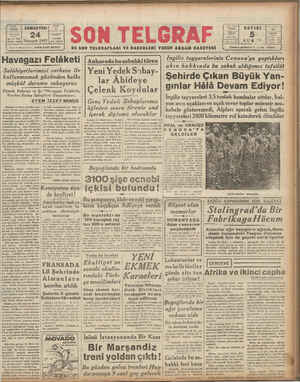 Son Telgraf Gazetesi October 24, 1942 kapağı
