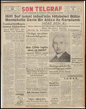 Son Telgraf Gazetesi October 30, 1942 kapağı