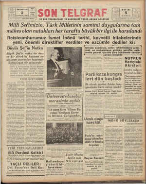    SAYE: 2030 TELEYON 2 p ve Başmuharrir Milli Şefımızın, Türk Milletinin samimi dııygularına tam PAZARTESİ e| Sonteşrin 1942