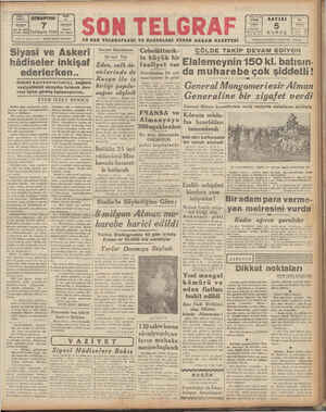 Son Telgraf Gazetesi November 7, 1942 kapağı