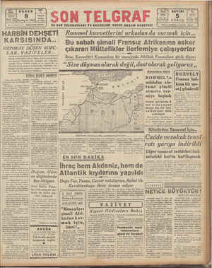 Son Telgraf Gazetesi November 8, 1942 kapağı