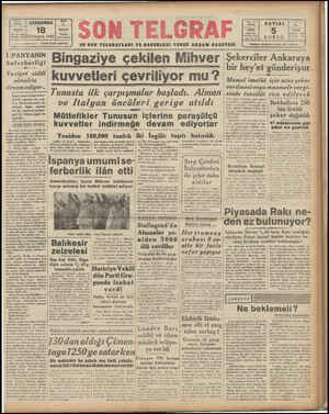 Son Telgraf Gazetesi November 18, 1942 kapağı